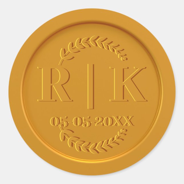 Custom Monogram Gold Wax Umschlag Aufkleber Weddin (Vorderseite)