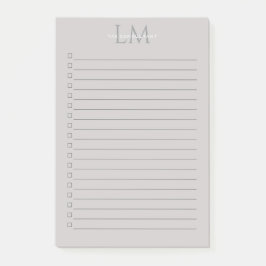 Custom Monogram Gray Taupe Post-it Klebezettel