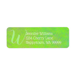 Custom Monogram Green Marble Art Rücksendeadresse