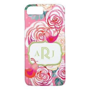 Custom Monogram Hipster Birds Paisley Floral Print Case-Mate iPhone Hülle