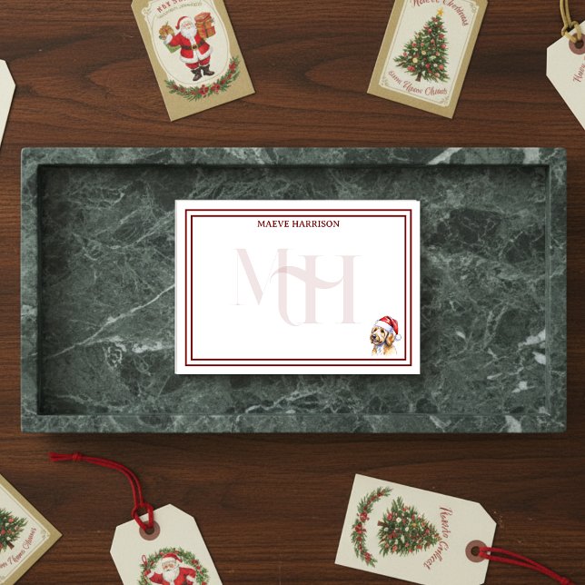 Custom Monogram Holiday Golden Doodle Weihnachtsma Post-it Klebezettel (Gift custom holiday stationery to the dog lover in your life! )