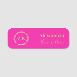 Custom Monogram Hot Pink Gold Employee Namensschild