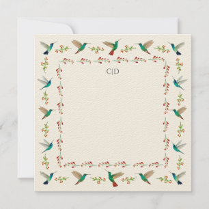 Custom Monogram Hummingbird Border Mitteilungskarte