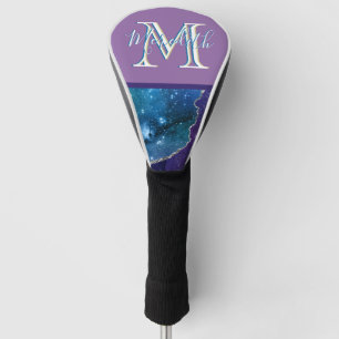 Custom Monogram I Lila Aquamarin Agate Silver  Golf Headcover