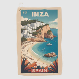 Custom Monogram Ibiza, Spain Travel Poster Golfhandtuch