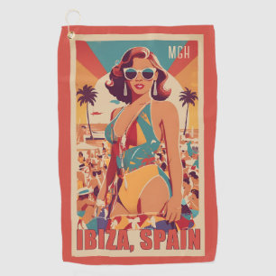 Custom Monogram Ibiza, Spain Travel Poster Golfhandtuch