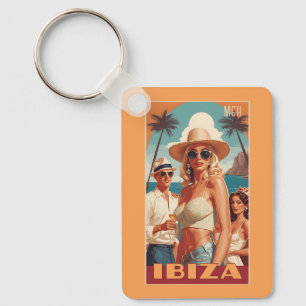 Custom Monogram Ibiza, Spain Travel Poster Schlüsselanhänger