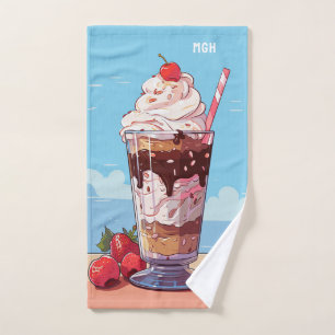 Custom Monogram Ice Creme Milkshake Handtuch