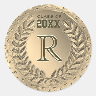 Custom Monogram Imitats Gold Foil Abschluss Runder Aufkleber