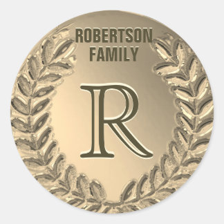 Custom Monogram Imitats Gold Foil Family Runder Aufkleber