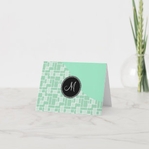 Custom Monogram Initial Mint Green Tile Pattern