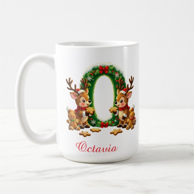 Custom Monogram initial O merry Christmas  Kaffeetasse (Links)