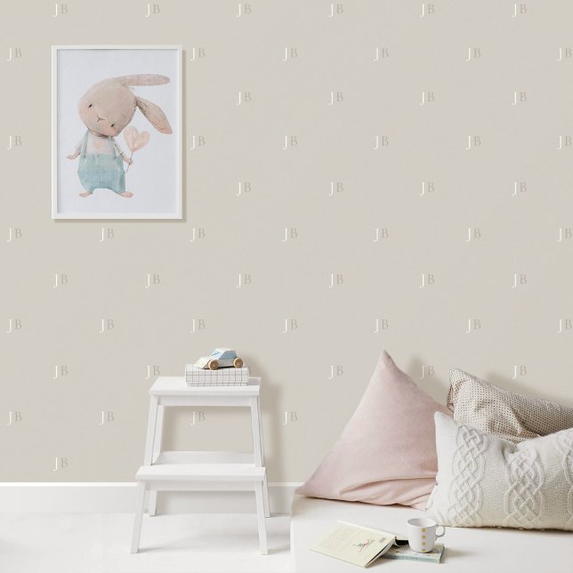 Custom Monogram Initial Pattern Greige Gray Beige Tapete (Von Creator hochgeladen)