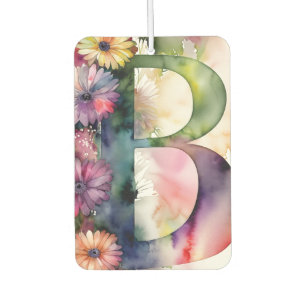 Custom Monogram Jewel Tone Wasserfarbe Floral Autolufterfrischer