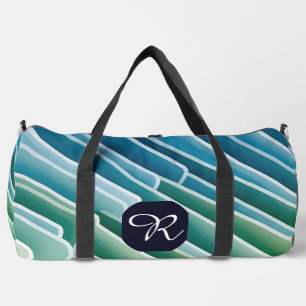 Custom Monogram Large Duffle Bag - Blue Green