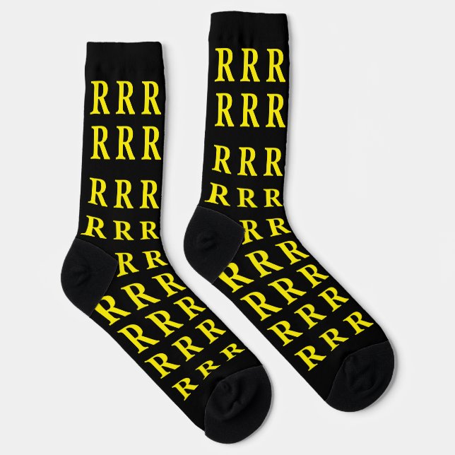 Custom Monogram Letter Black Yellow socks Socken (Rechts)