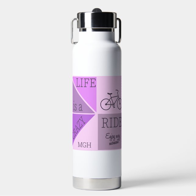 Custom Monogram Life ist eine verrückte Reise Trinkflasche (Vorderseite)