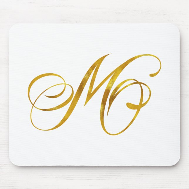 Custom Monogram M Imitat Gold Foil Monogramme Init Mousepad (Vorne)
