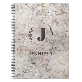 Custom Monogram Marble Uni Ruled Notebook Notizblock