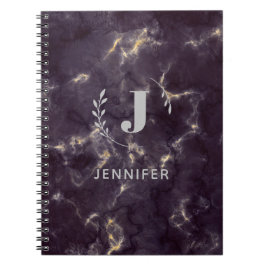 Custom Monogram Marble Uni Ruled Notebook Notizblock