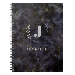 Custom Monogram Marble Uni Ruled Notebook Notizblock