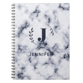 Custom Monogram Marble Uni Ruled Notebook Notizblock