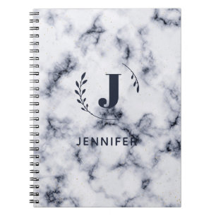 Custom Monogram Marble Uni Ruled Notebook Notizblock