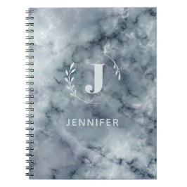 Custom Monogram Marble Uni Ruled Notebook Notizblock