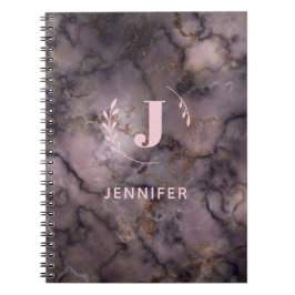 Custom Monogram Marble Uni Ruled Notebook Notizblock