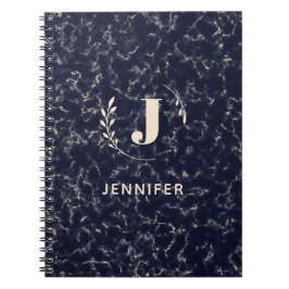 Custom Monogram Marble Uni Ruled Notebook Notizblock