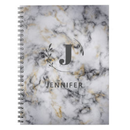 Custom Monogram Marble Uni Ruled Notebook Notizblock