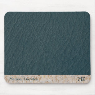 Custom Monogram Masculine Modern Aquamarin Blue Le Mousepad