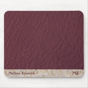 Custom Monogram Masculine Moderne Burgundleder Mousepad