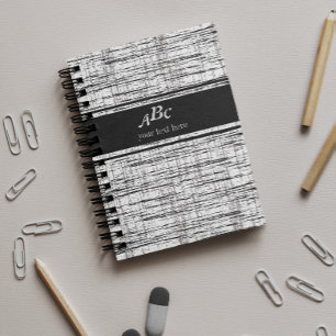 Custom Monogram Minimalistisch Grau Grunge Noteboo Notizbuch