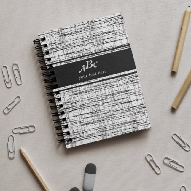 Custom Monogram Minimalistisch Grau Grunge Noteboo Notizbuch (Von Creator hochgeladen)