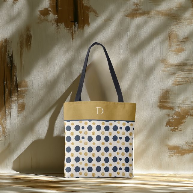 Custom Monogram mit Navy & Mustard Polka Dot (Von Creator hochgeladen)