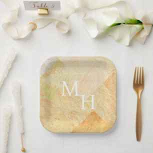 Custom Monogram Modern Abstrakt Elegante Champagne Pappteller