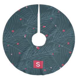 Custom Monogram Modern Spruce Red Holiday Polyester Weihnachtsbaumdecke