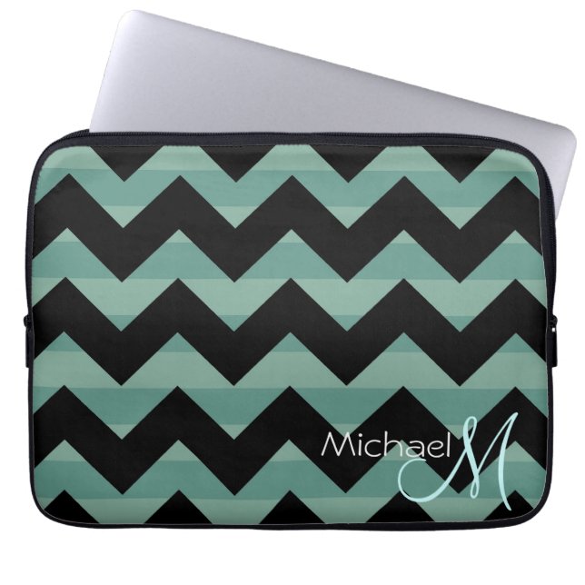 Custom Monogram Modern Zickzack Zigzag 10 Laptopschutzhülle (Vorderseite)