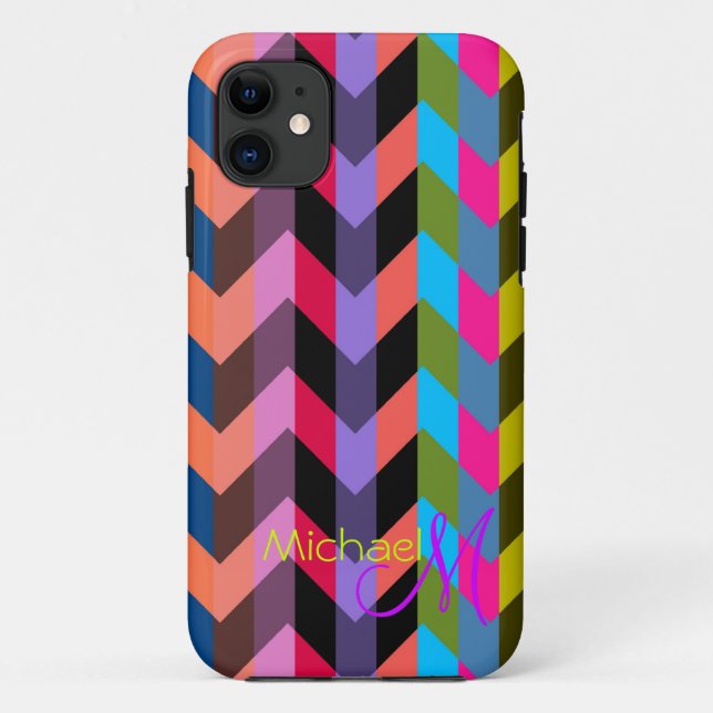 Custom Monogram Modern Zickzack Zigzag 6 Case-Mate iPhone Hülle (Rückseite)