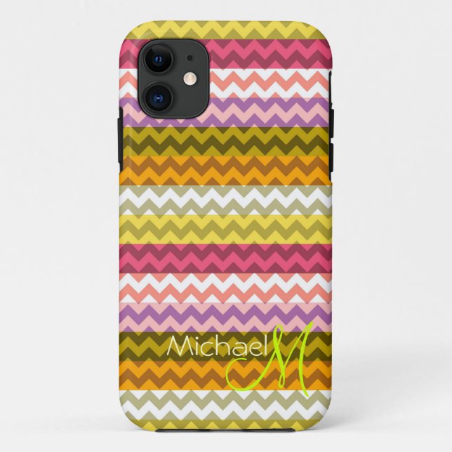Custom Monogram Modern Zickzack Zigzag 7 Case-Mate iPhone Hülle (Rückseite)