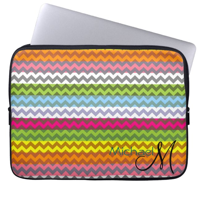 Custom Monogram Modern Zickzack Zigzag 7 Laptopschutzhülle (Vorderseite)