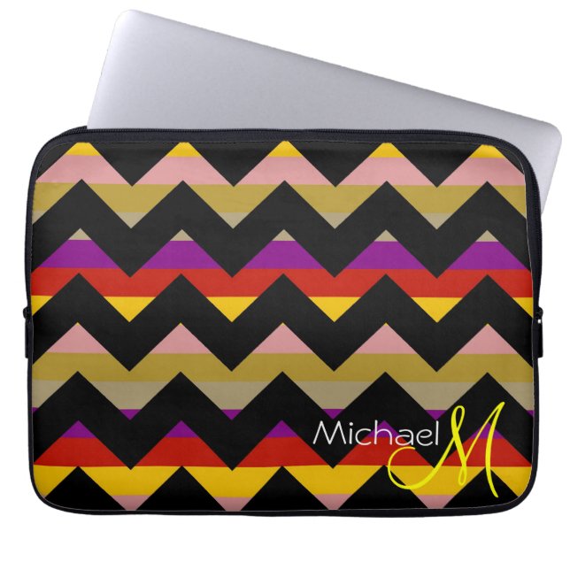 Custom Monogram Modern Zickzack Zigzag 8 Laptopschutzhülle (Vorderseite)