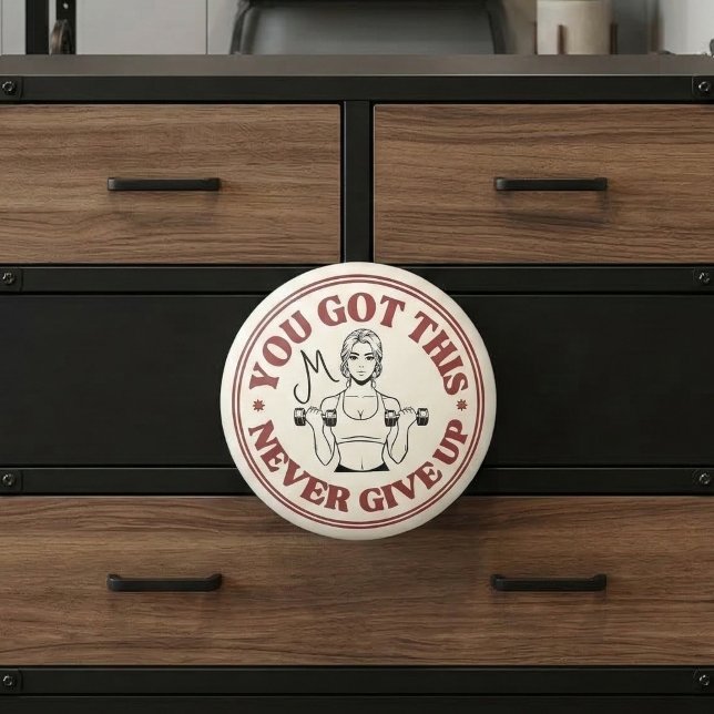 Custom Monogram Motivational Retro Keramikknauf (Von Creator hochgeladen)