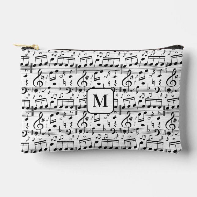 Custom Monogram Music Illustration Zubehörtasche (Vorderseite)