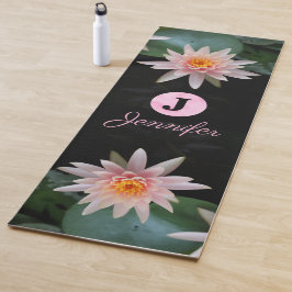 CUSTOM MONOGRAM NAMASTE ZEN SOFT PASTEL PINK LOTUS YOGAMATTE