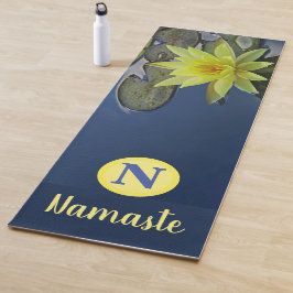 CUSTOM MONOGRAM NAMASTE ZEN YELLOW LOTUS FLORAL YOGAMATTE
