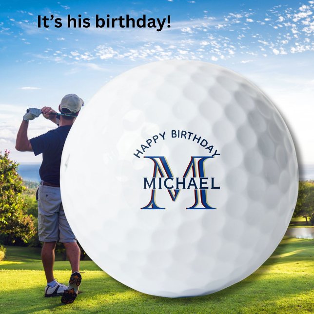 Custom Monogram Name Birthday Golf Balls Golfball (Von Creator hochgeladen)
