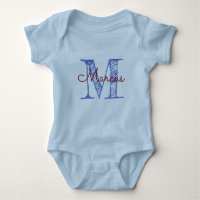 Custom Monogram Name Blue Baby Boy Hand Letter