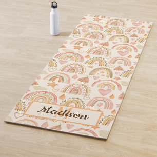 Custom Monogram Name Boho Rainbow Yoga Mat Yogamatte